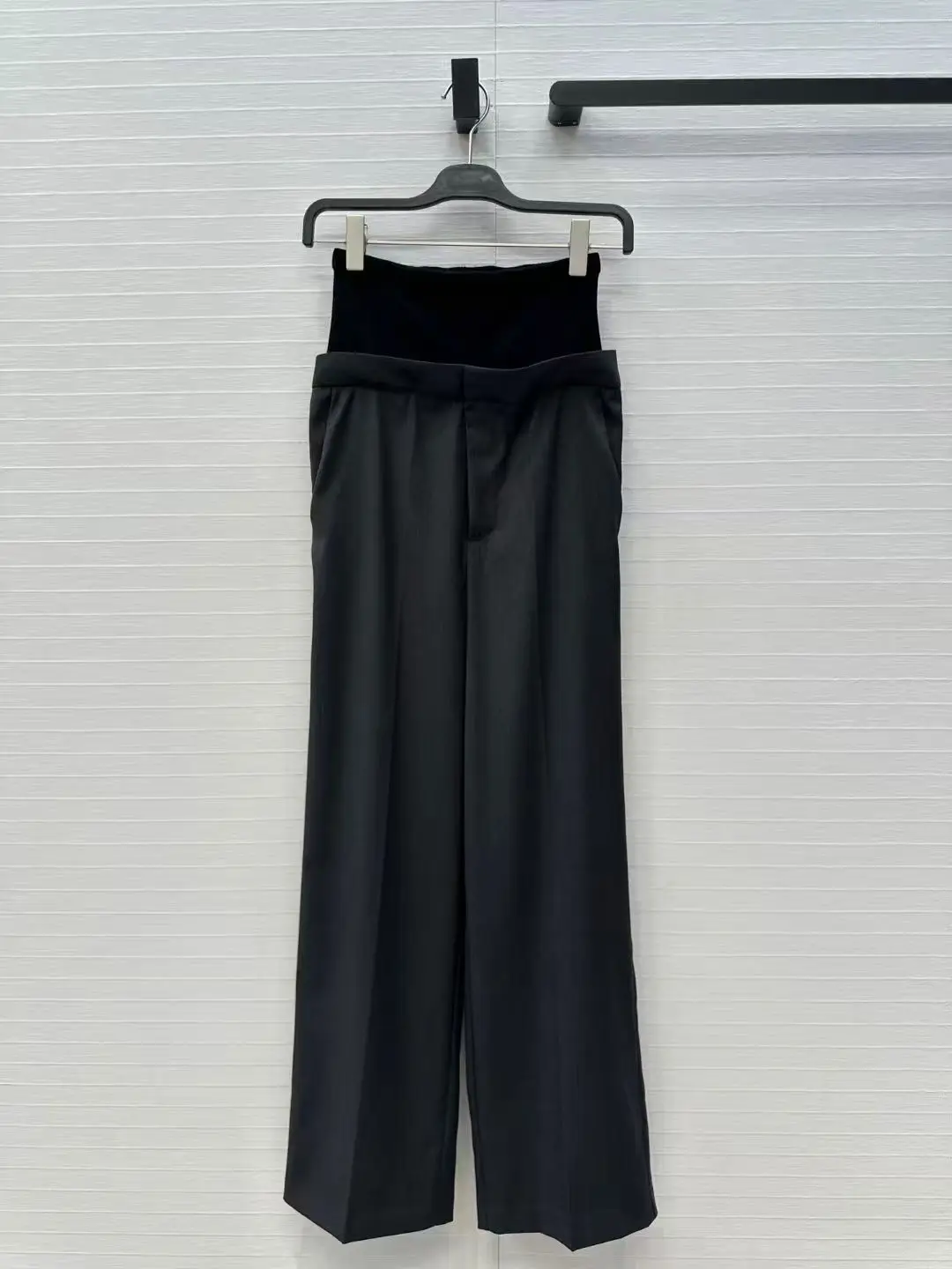 

New Knitted Splicing Western Pants with Detachable Threaded Waist Seal and Low Waist Design Straight Leg Pants for Women