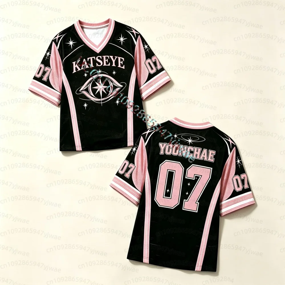 2026 Katseye Konzert Unisex Jersey Locker Sitzende Modische Streetwear Yoonchae Lara&Sophia Daniela Fans T-Shirt Sommer Herren Damen T-Shirts – Detail 5