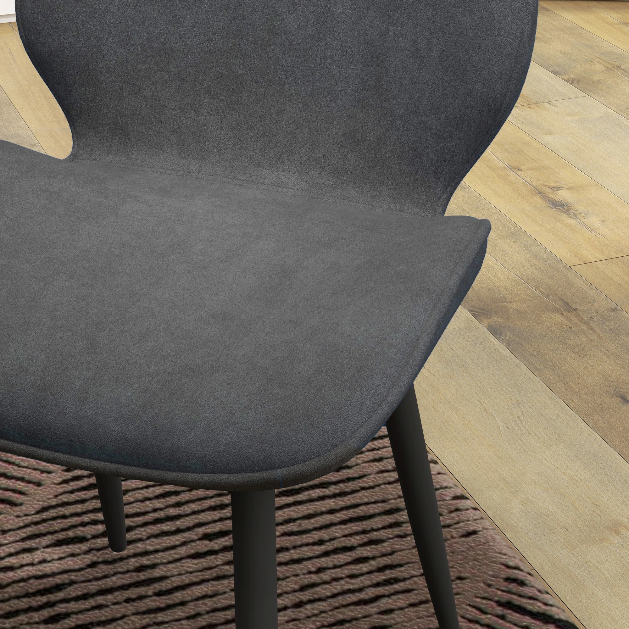 HOMCOM Dining Chairs Set of 2 Upholstered Kitchen Chairs w/ Metal Legs Grey