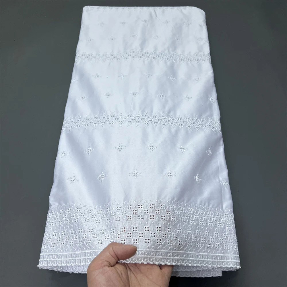 

2026 African Nigerian Lace Fabric Tulle Embroidered Bridal Gown Material Soft Cotton Damask for Wedding Party Dress 5 Yards