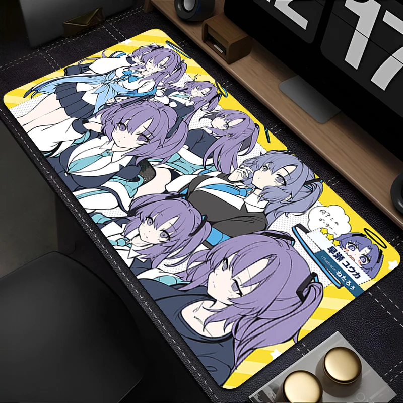 لوحة ماوس مكتب الكمبيوتر غير قابلة للانزلاق مطاطية ممتدة لوحة ماوس كمبيوتر محمول مثير أنيمي فتاة يوكا مكتب ماوس حصيرة الأزرق الأرشيف لطيف لوحة المفاتيح #6