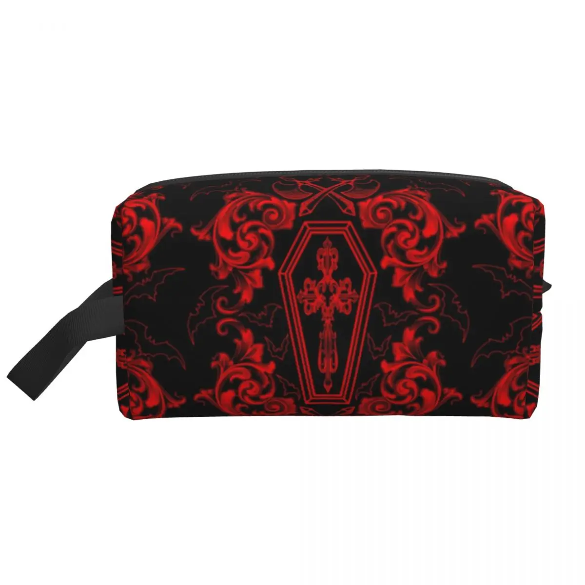 Custom Gothic Vampire Travel Cosmetic Bag Women Halloween Haunted Mansion Makeup Toiletry Organizer Lady Beauty Storage Dopp Kit