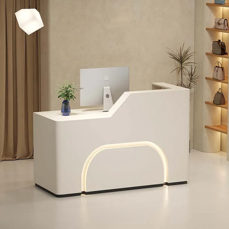 オーガナイザーがデザインしたレセプションデスク、モダンなショップ、ビューティーホワイトバー、高級ホテルのレセプションデスク、レストラン、事務所、ラウンジ家具