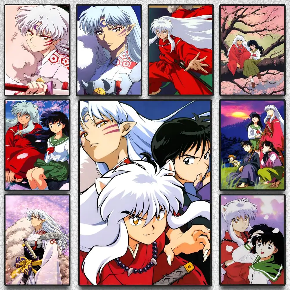 I-InuYasha Poster Hot Self-adhesive Art Paper Sticker Coffee House Bar Room Wall Decor