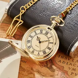 Vintage Gold Luxury Quartz Pocket Watch Women's Men Necklace Minimalism Personalised Pocket FOB Watch Unique Gifts reloj hombre