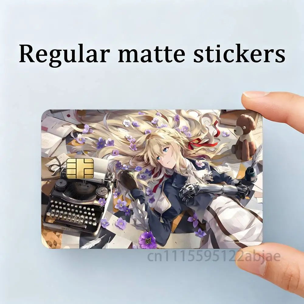 V-Violet Evergarden in the Rain Laser Film Bank Transit Card Skin Sticker 54mmx 85mm With Chip Window