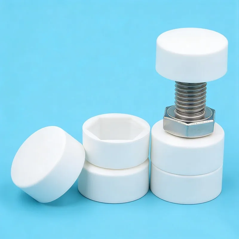 10Pcs M10 White Screw Nut Caps, Dustproof & Waterproof for Vehicle Wheels & Machinery