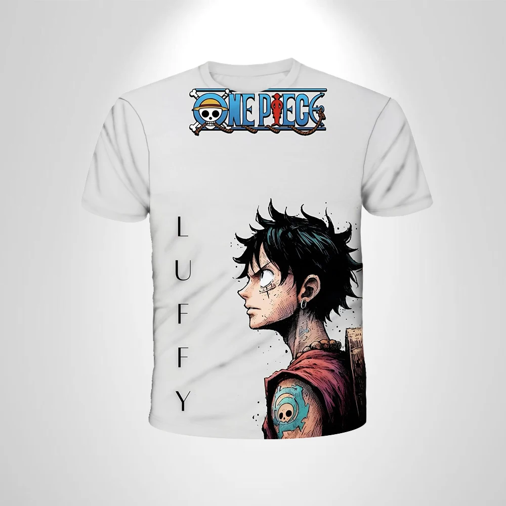One Piece Straw Hat Luffy Soccer Tshirt Messi 10 Red Blue Gradient Pirate Skull Anchor Short Sleeve Anime Fan Tee - view 5