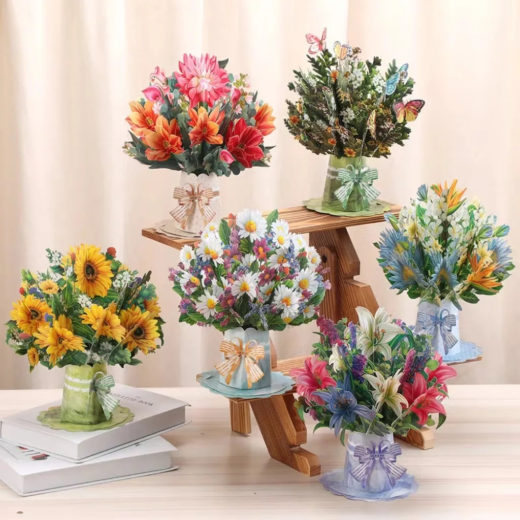Pop-Up Flower Card Flora 3D Greeting Card for Birthday Mothers Father's Day Graduation Wedding Anniversary Get Well Sympathy 3