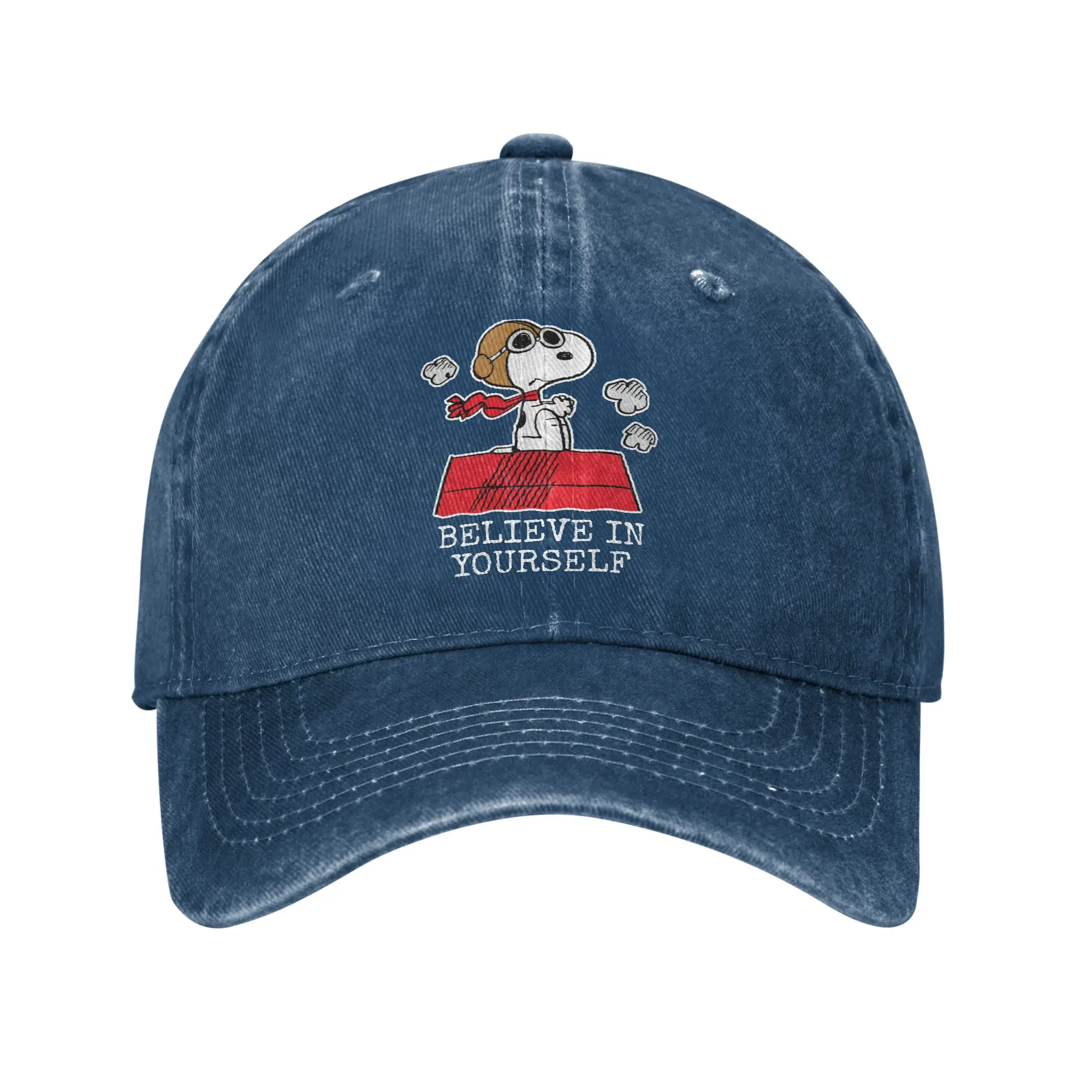 Peanuts Snoopy The Flying Ace Unisex Baseball Caps Distressed Denim Caps Hat Fashion Outdoor Travel Unstructured Soft Sun Cap