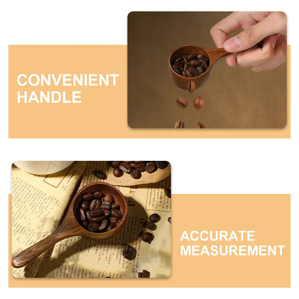 2Pcs Wooden Tablespoon Teaspoon Set Natural Wood Grain Measuring Scoop for Coffee Grounds Flour Protein Powder Salt Scoop