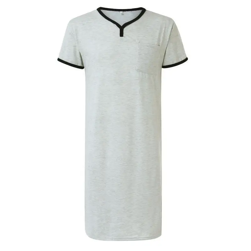 メンズホームウェア-y792-通気性のある薄手のロング丈パジャマ-快適で軽量な男性用寝間着