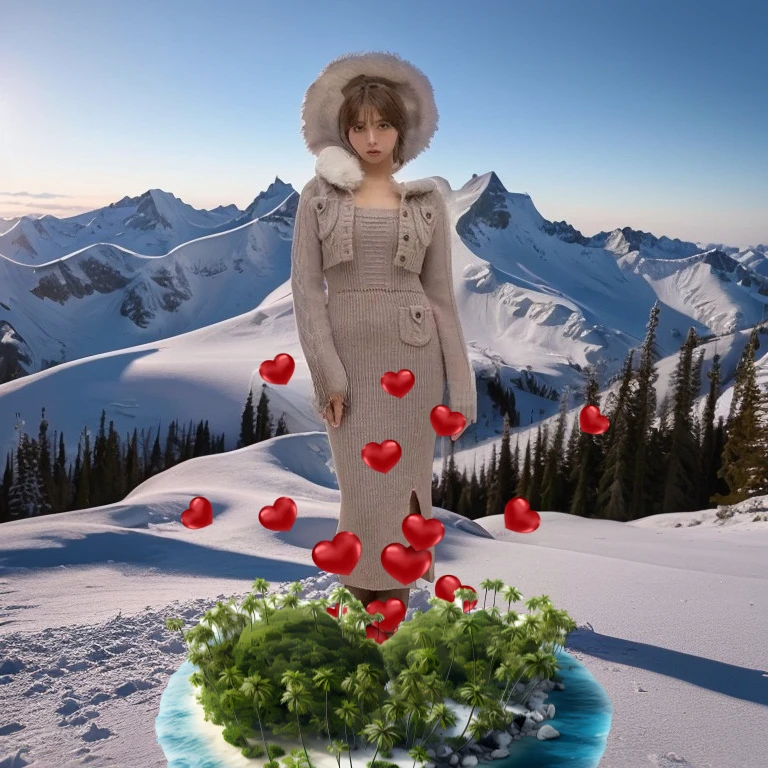 

Японский стиль: женский комплект из двух предметов 2026 года, новинка – укороченный кардиган с капюшоном и меховым воротником для девочек + вязаное платье на бретельках с разрезом по низу