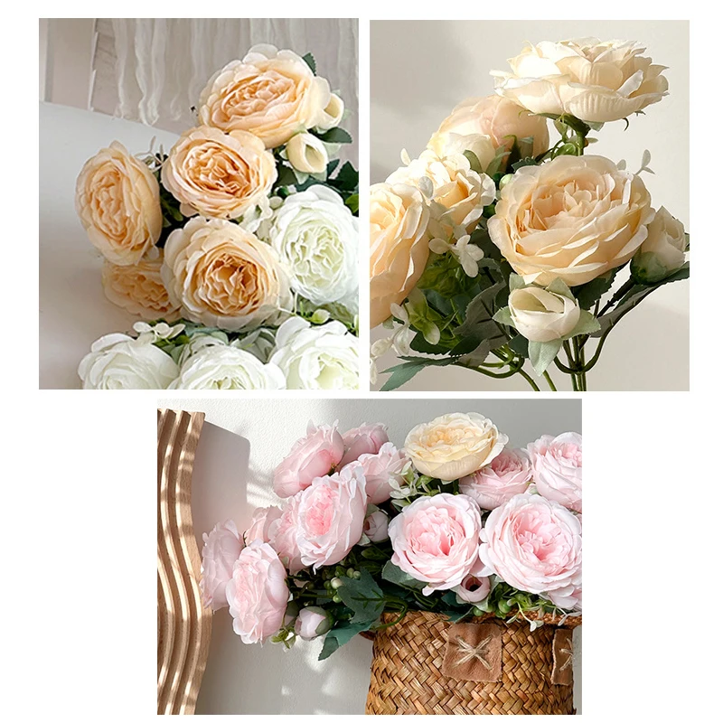 30cm Silk Peony Artificial Fake Flower White pink rose Bouquet Spring For Home DIY Decoration Christmas Garden Wedding Office