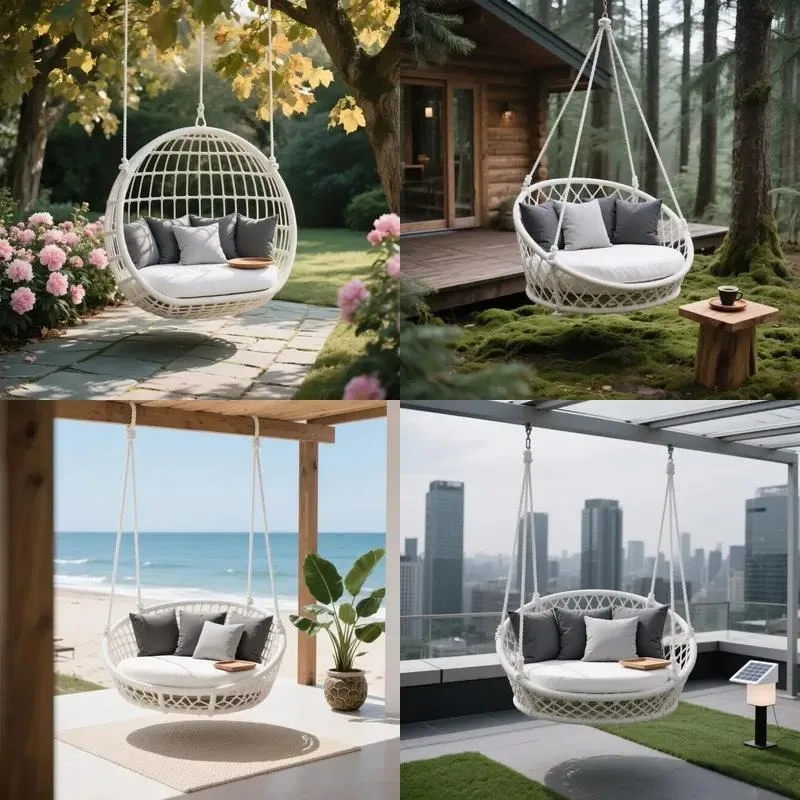 for Modern outdoor hanging willow vine swing metal frame sofa for garden or hotel furniture