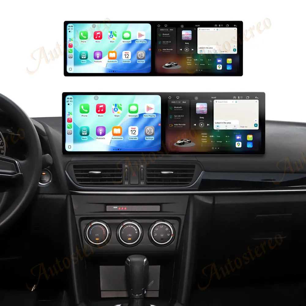Dual 10.1 inch Screen For Mazda CX-4  2016-2021Car GPS Android 15 Navigation  Multimedia Player Car Radio Auto Head Unit