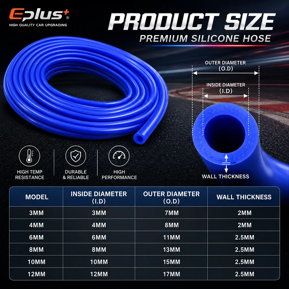 Universeller Flexibler Schwarzer Roter Blauer Silikon-Vakuumschlauch ID 3-12mm Flammhemmend Hochtemperatur Auto Motorrad Motor Luftschlauch – Detail 1