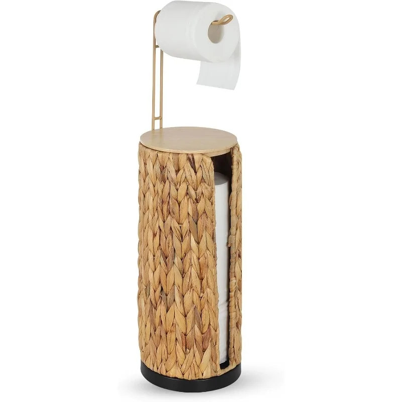 

Freestanding Toilet Paper Holder with Storage,3 Rolls of Tissue Holder for Bathroom