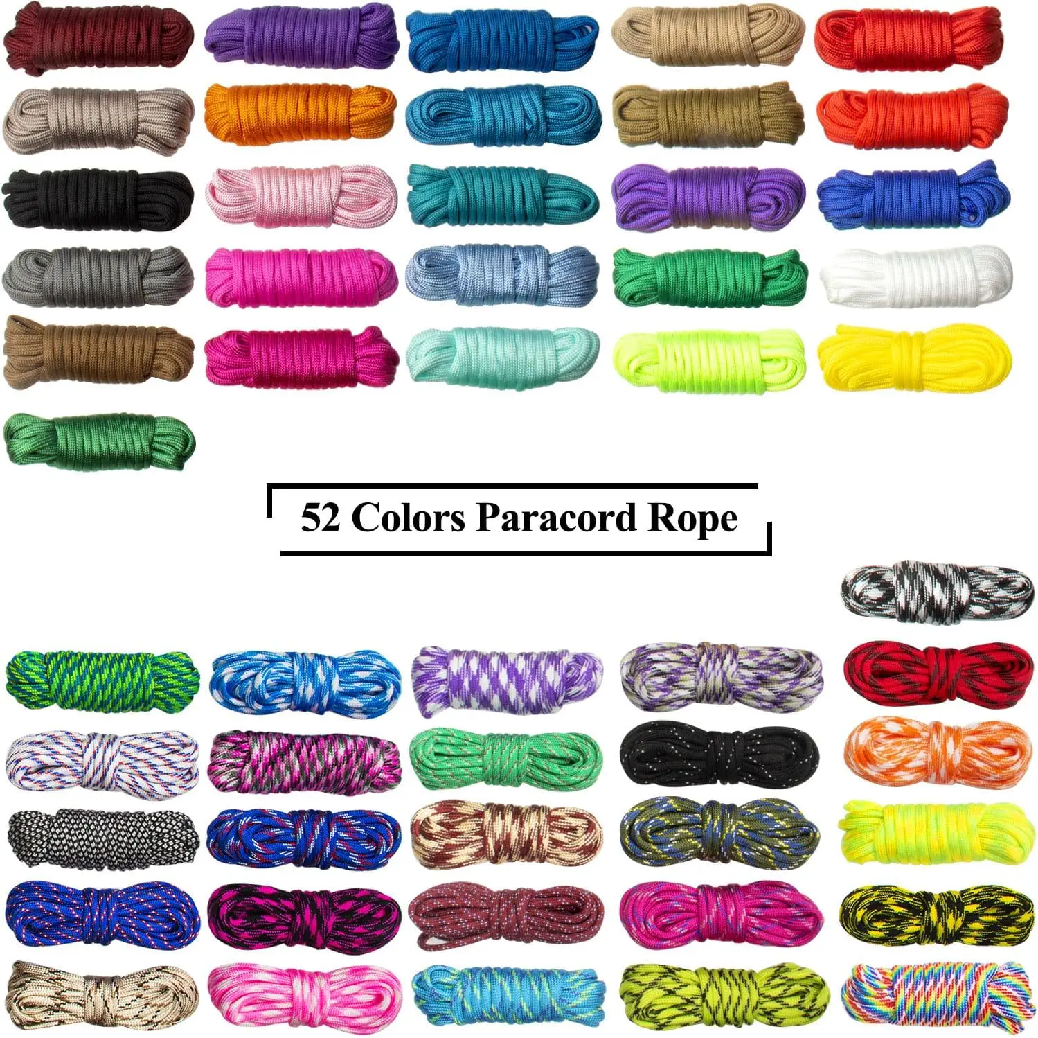 52 Colors Paracord Set, 4mm Paracord 550 Multifunctional Paracord Bracelets Nylon Paracord Rope with Storage Bag for DIY Bracele