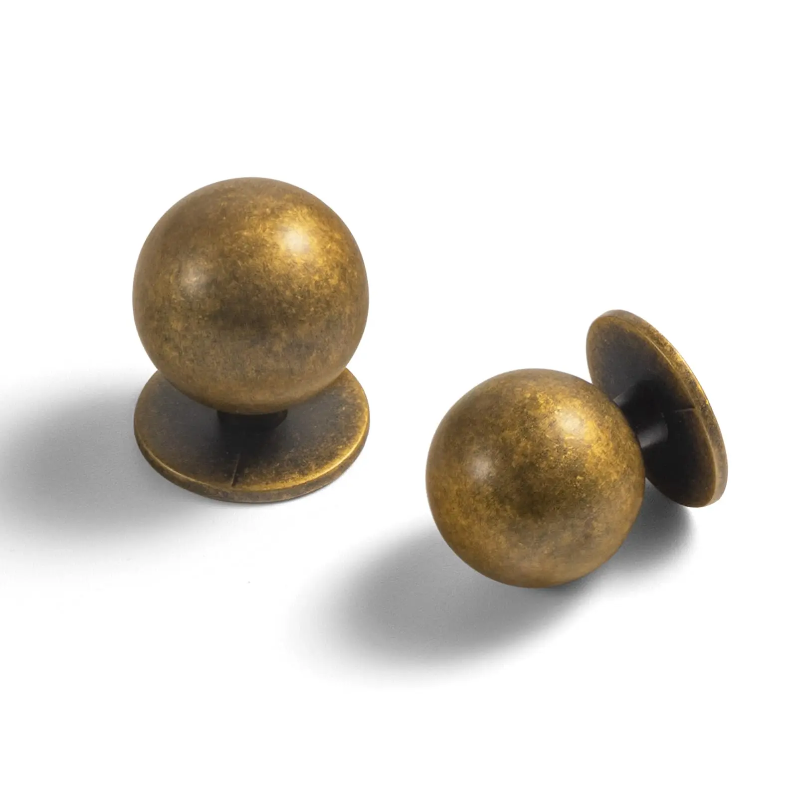 Goo-Ki 1 atau 12 Set Kenop Kabinet Gulir Kuningan Antik Kenop Laci Bulat Hitam dan Pegangan Kabinet untuk Perangkat Keras Dapur