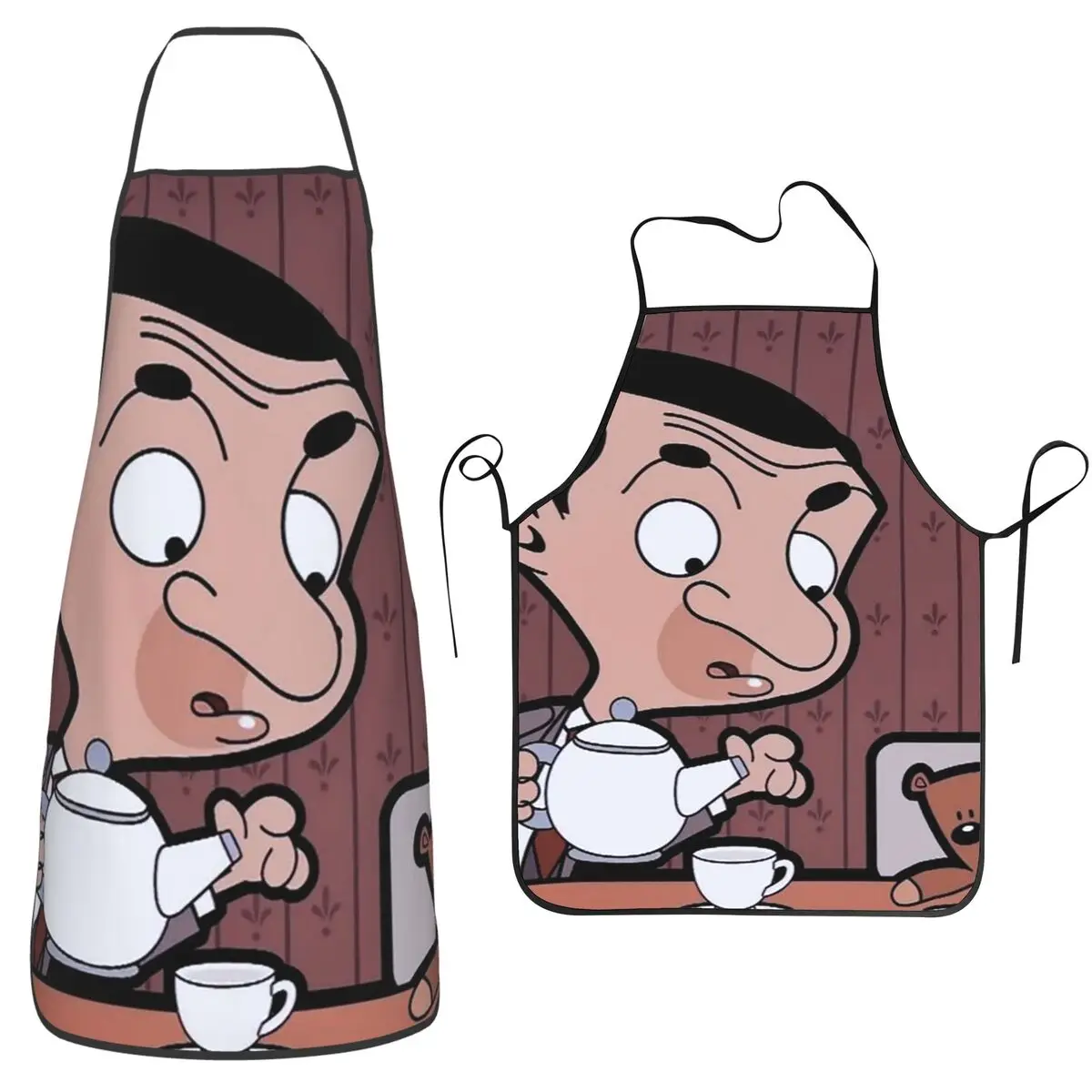 

Mr. Bean Cartoon Apron Chef Cooking Tablier Waterproof Bib Kitchen Cleaning Pinafore for Women Men Painting