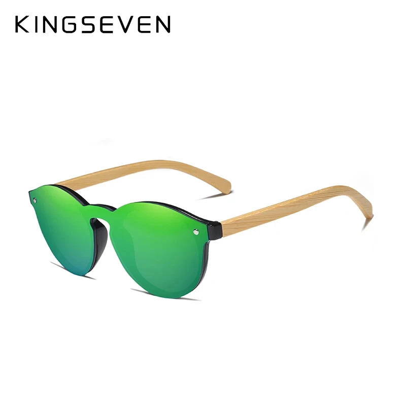 KINGSEVEN occhiali da sole in bambù naturale occhiali di protezione UV400 occhiali da sole in legno occhiali da sole di Design di marca con custodia