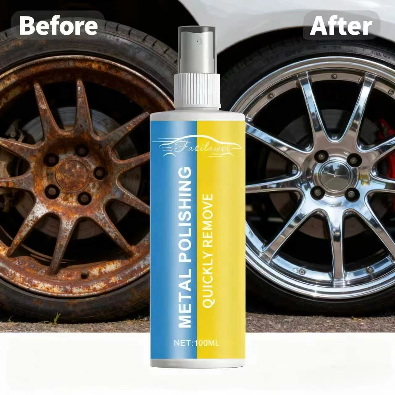 

Fasilawi 100 мл Спрей для полировки металла — простой в использовании, быстро удаляет тускнение/окисливание и восстановление блеска для автомобильных колес/серфинга на металле