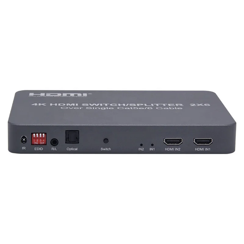 Newest HDMI 4 RJ45 ports extender,hdmi switch splitter 2X6 4K with 4pcs RX 120M Extender