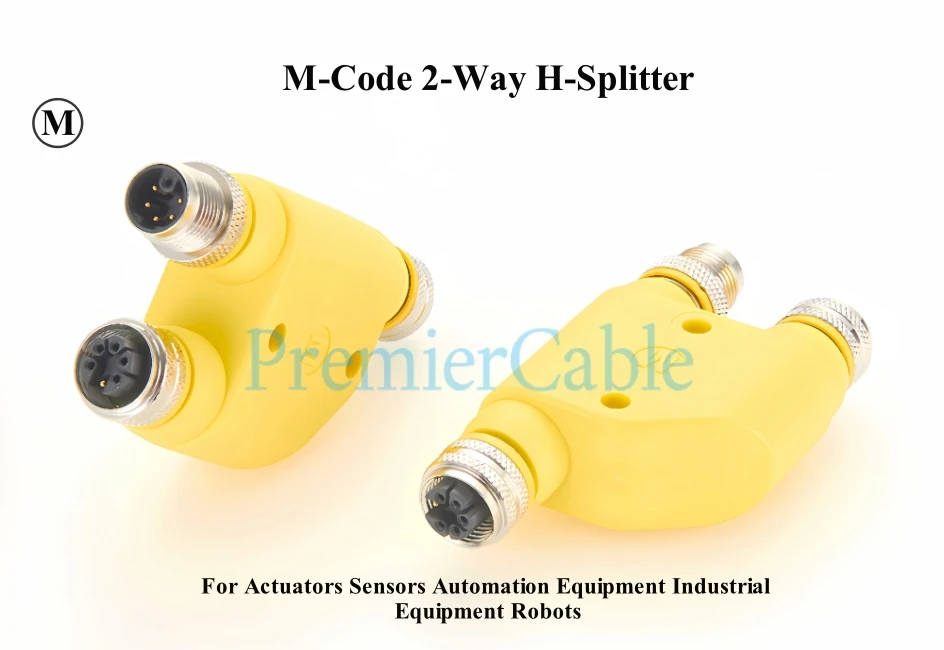 M12 M-Code H Splitter-Adapter 6-adrig (5+PE) Strom-Y-Splitter M-Codierung Rundsteckverbinder für Aktuatoren, Sensoren, Automation – Detail 4