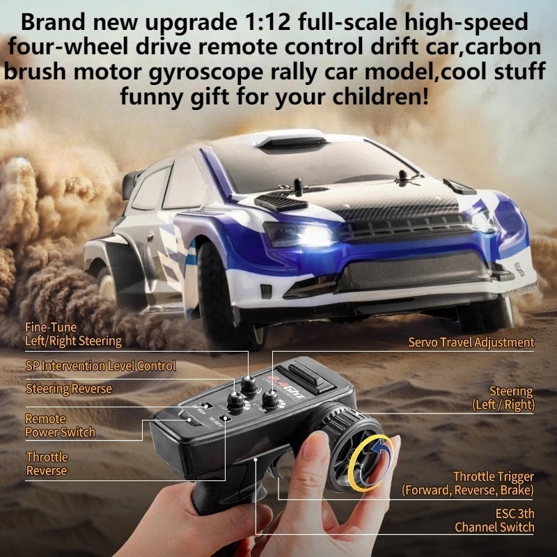 

Cool Stuff Toy Car Funny Gift-New 1:12 Full Scale High Speed 4WD Rc Drift Car,Carbon Brush Gyroscope Rally Rc Cars,Toys for Kids