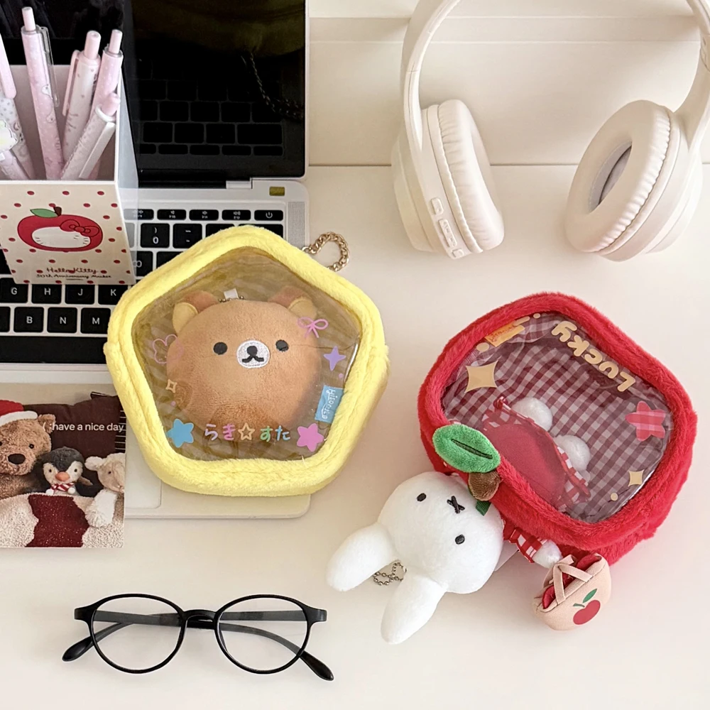 Cute Cartoon Apple Stars Pendant Doll Storage Bag Fashion Girls Crossbody Bag Display Figurine Packaging Decoration Keychain