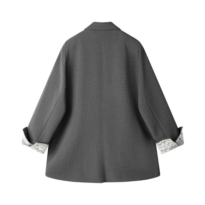 Shpmishal Primavera Nuovi polsini in pizzo di fascia alta con giacca doppiopetto retrò coreana ampia e versatile Abbigliamento femminile