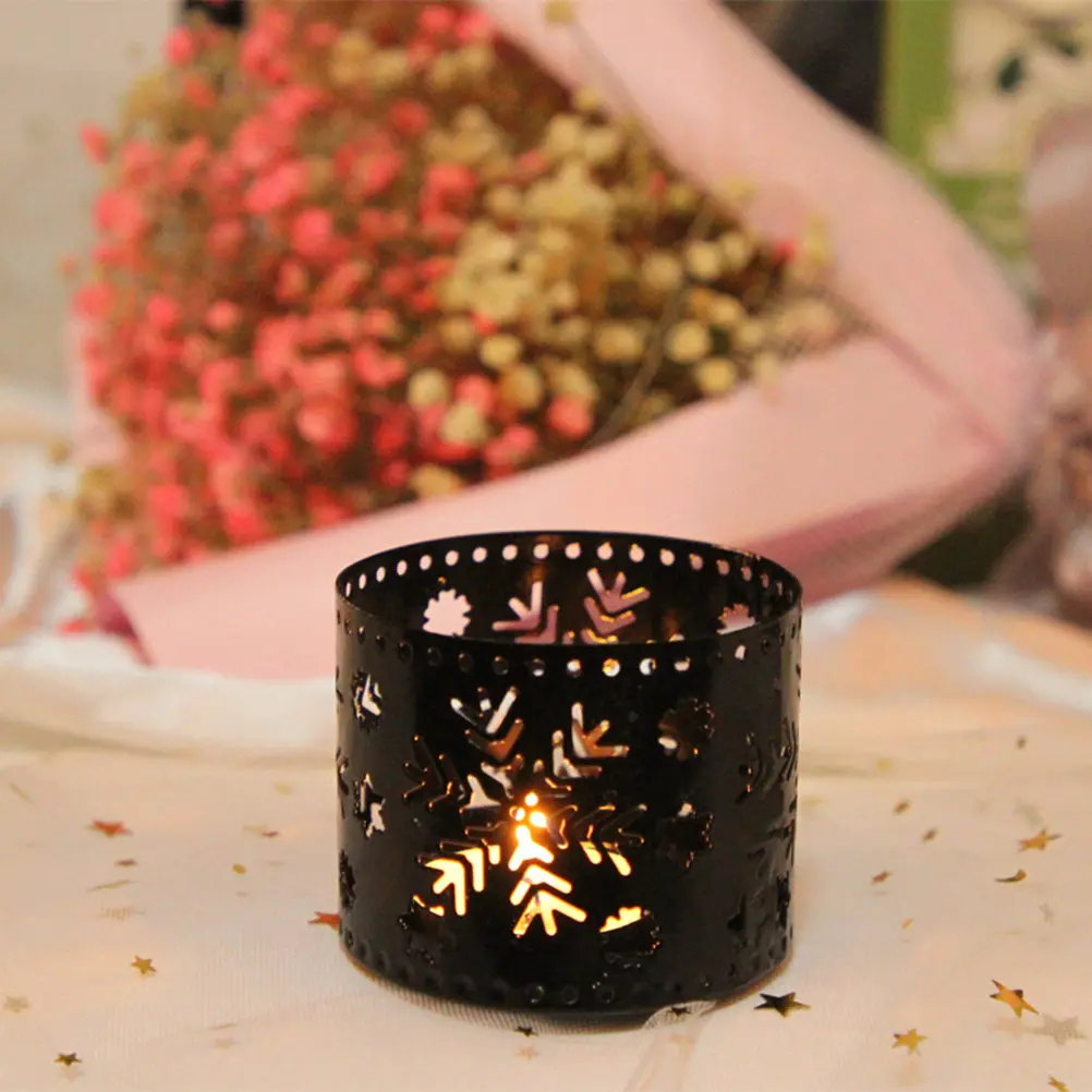 Christmas Holders Iron Hollow Snowflake Lantern Retro Desktop Pen Holder Party Decoration Home Office