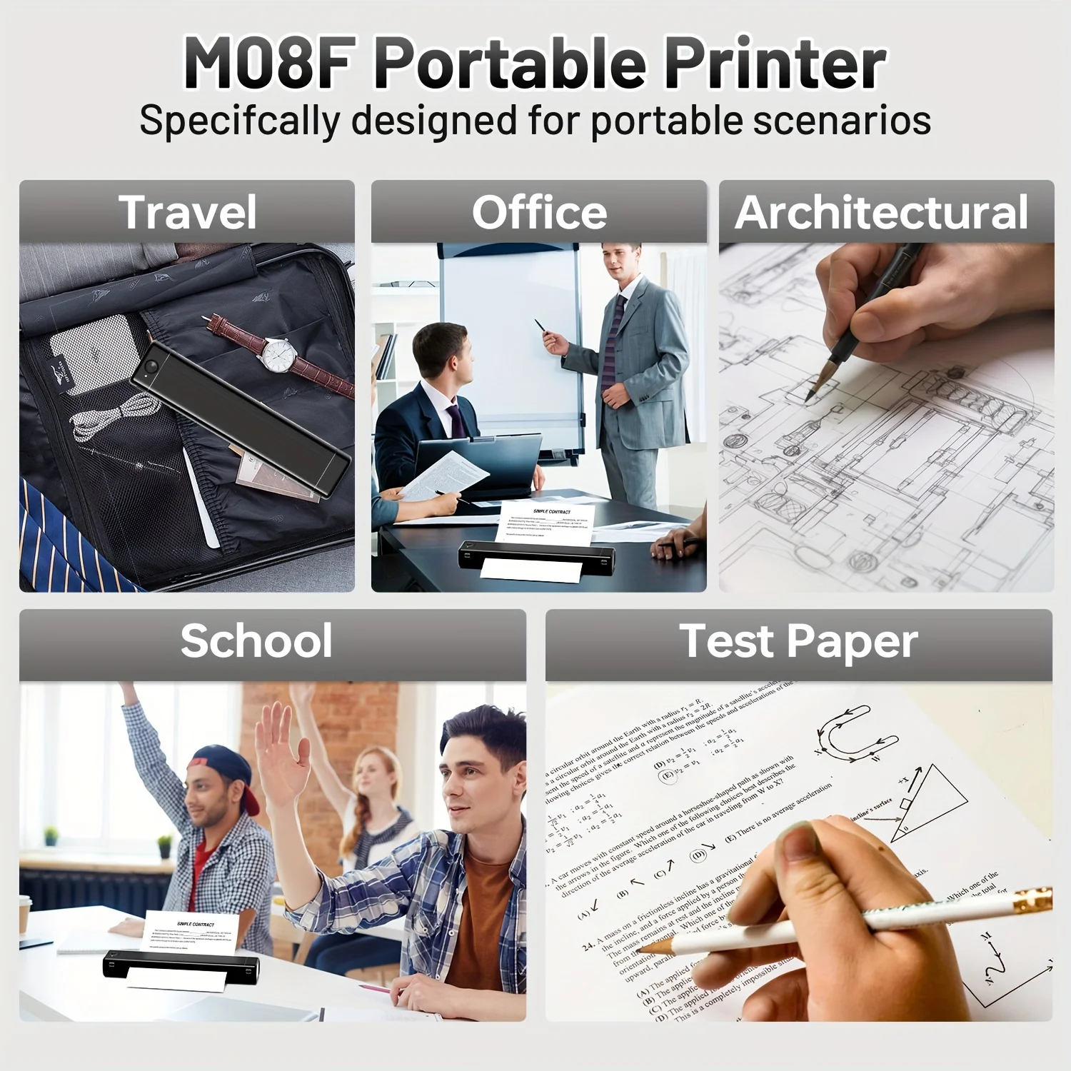 M08F A4 Thermal Paper, Compatible with Brother PJ762/PJ763mFi, Phomemo M08F, HPRT MT800/MT800Q and Other A4 Portable Printer