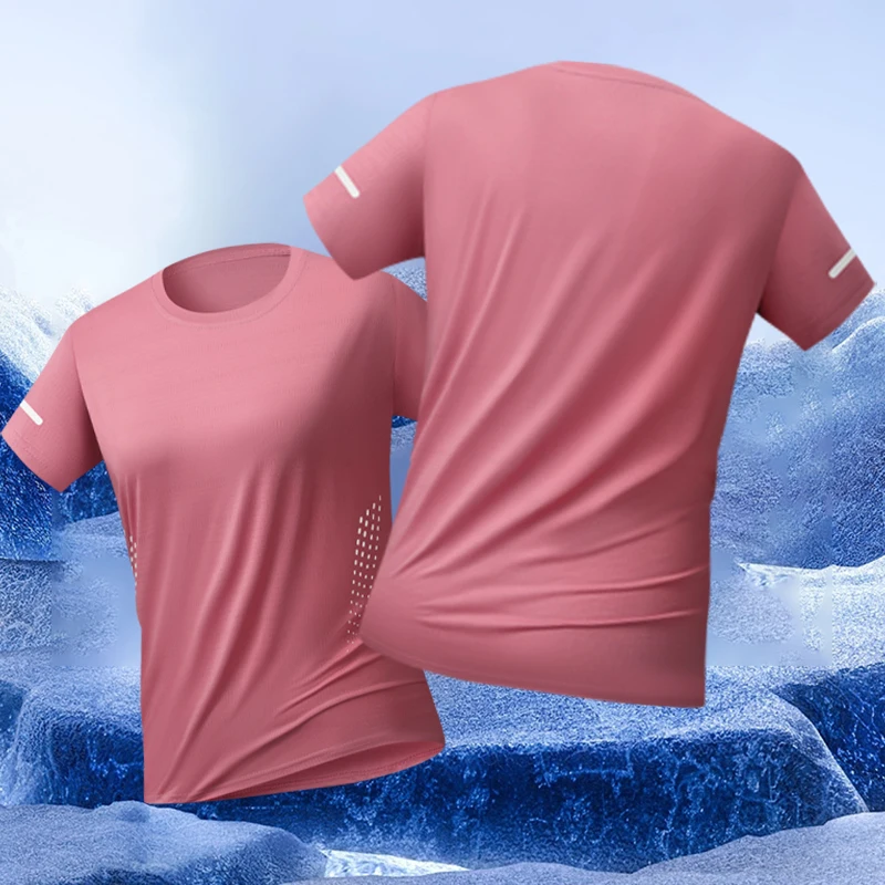 Summer Short-Sleeved T-Shirt Men Women Thin Ice Silk Breathable Sports Casual Quick-Drying T-Shirt image 3