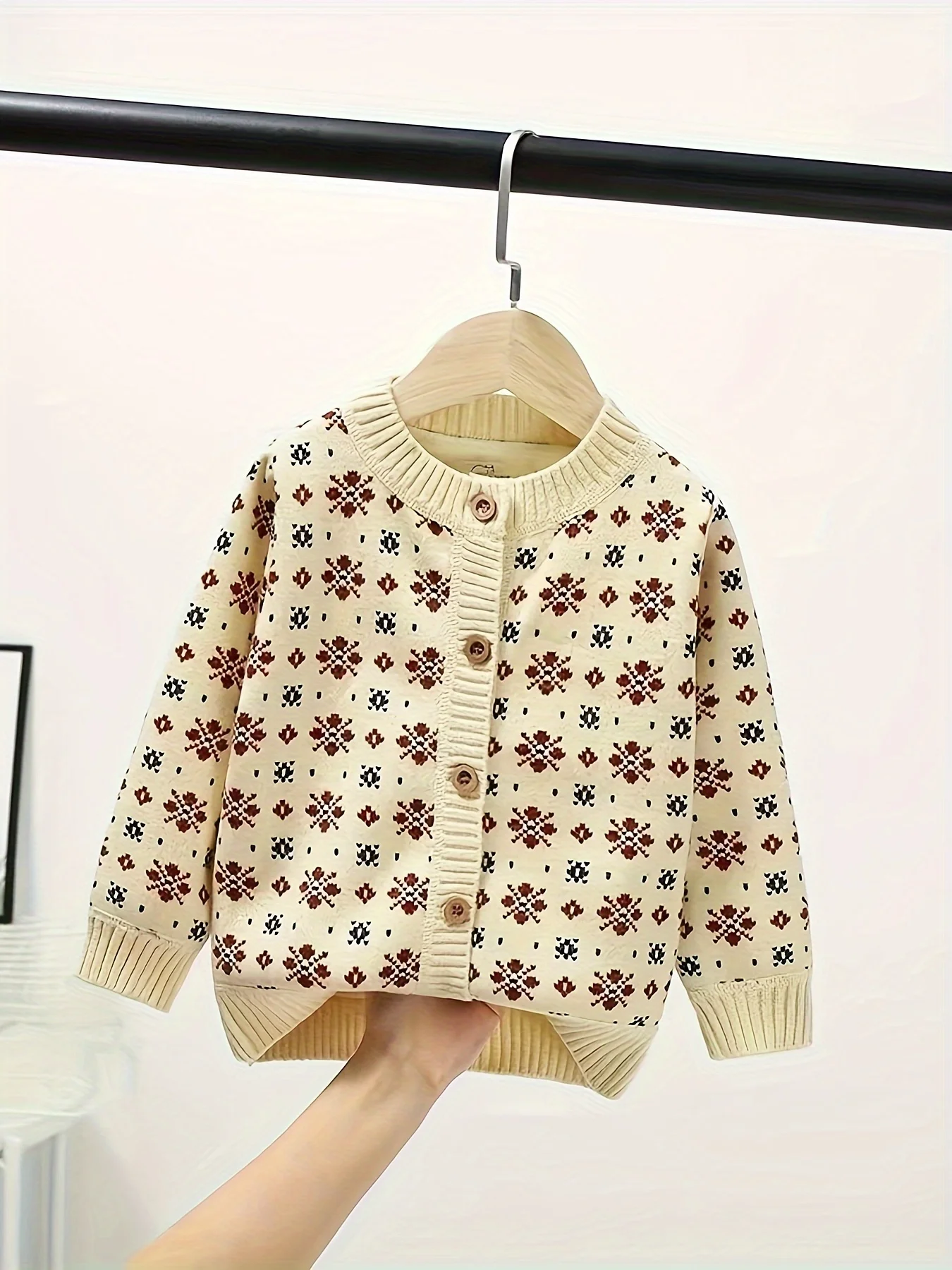 Neuer Pullover für Mädchen, Frühling und Herbst, stilvolle Kinder-Strickjacke, Baby-Pullover, Mantel, Kleinkind, Schneeflocke, trendig