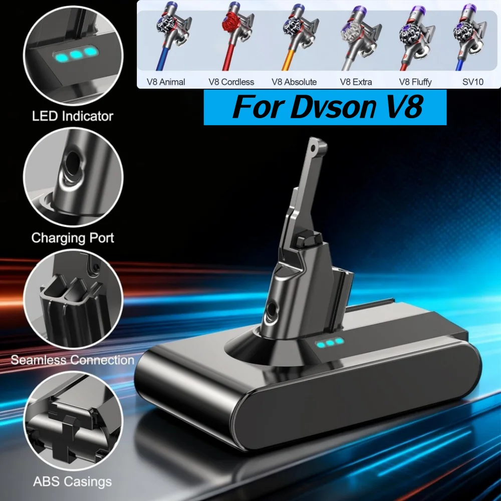 

Battery Pack 6000/8000mAh 21.6V For Dyson V8 Battery Absolute V8 Animal Li-ion SV10 Vacuum Cleaner series Rechargeable battery.