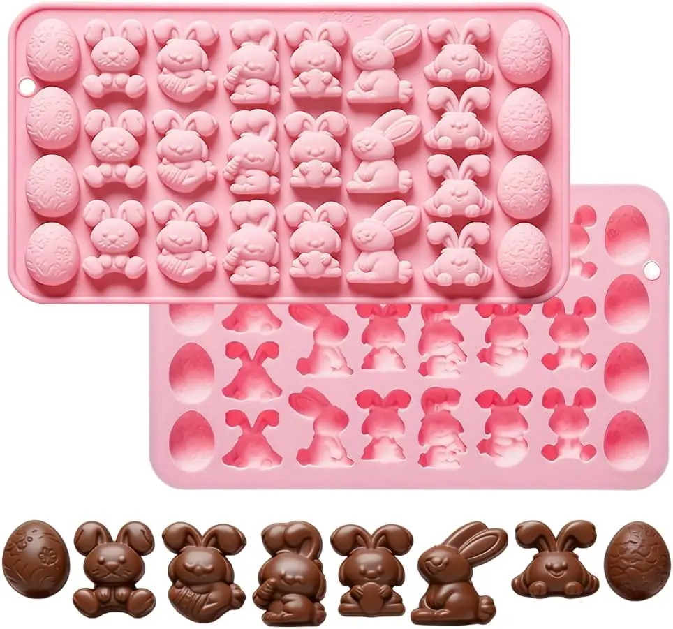 

Easter 27-Cavity Silicone Mold Various Rabbit Egg Designs Baking Mold for Chocolates, Candies, Jellies, Mousses Cake Decoration