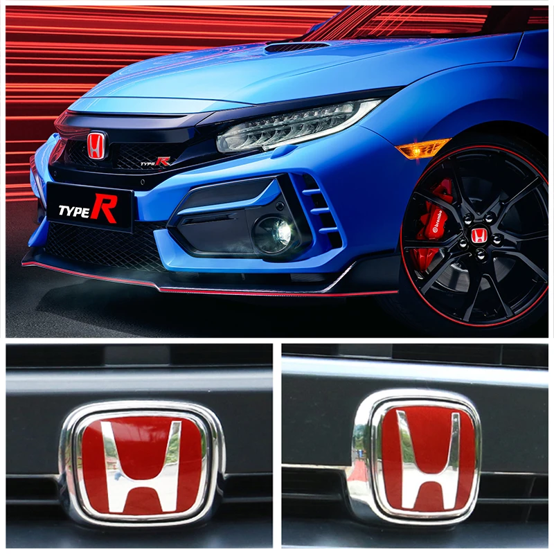 Car Logo Grille Trunk Steering Wheel Emblem Replace Decoration Sticker Accessories For Honda Civic 8th 9th 9.5th 10th Generation