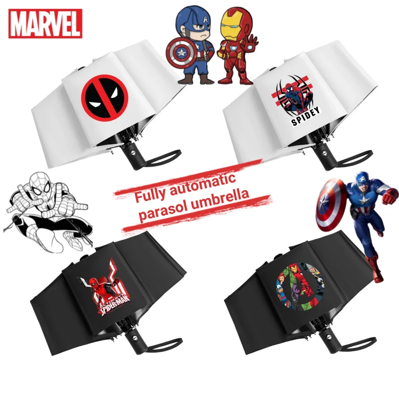 Marvel Железный человек Человек-паук Дэдпул Капитан Америка мультфильм зонтик креативный красивый мальчик полностью автоматический складной зонт подарок