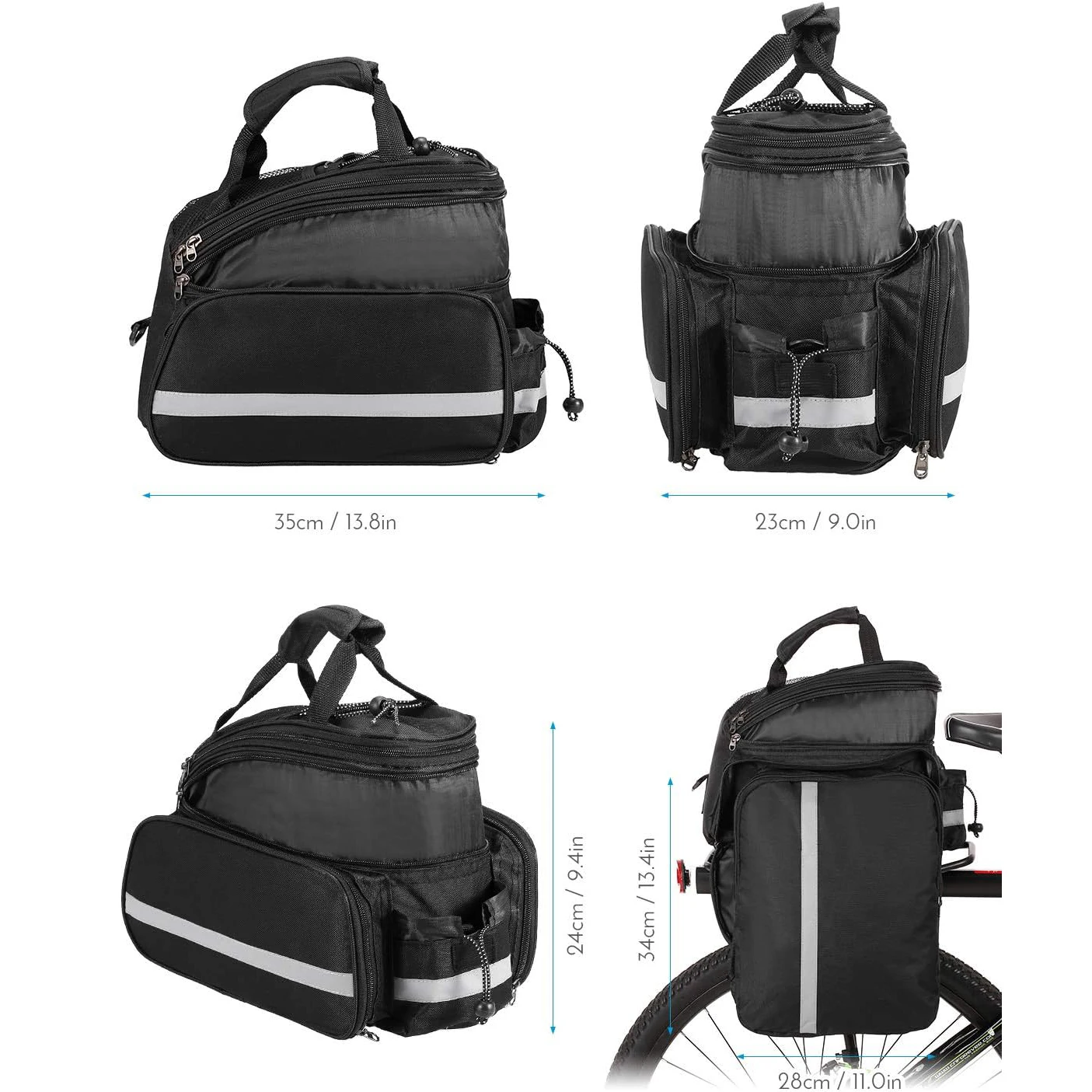 Bicycle Pannier Bag 27L Waterproof Bike Rear Rack Bag Bike Seat Pannier Cycling Rear Carrier Bag Road Bike Storage Bag