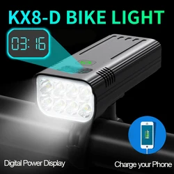 10000 mAh 8*LED MTB Bike Light 10+ Hours USB Rechargeable LED Bicycle Light 10000LM Super Bright for Cycling Front / Rear Light