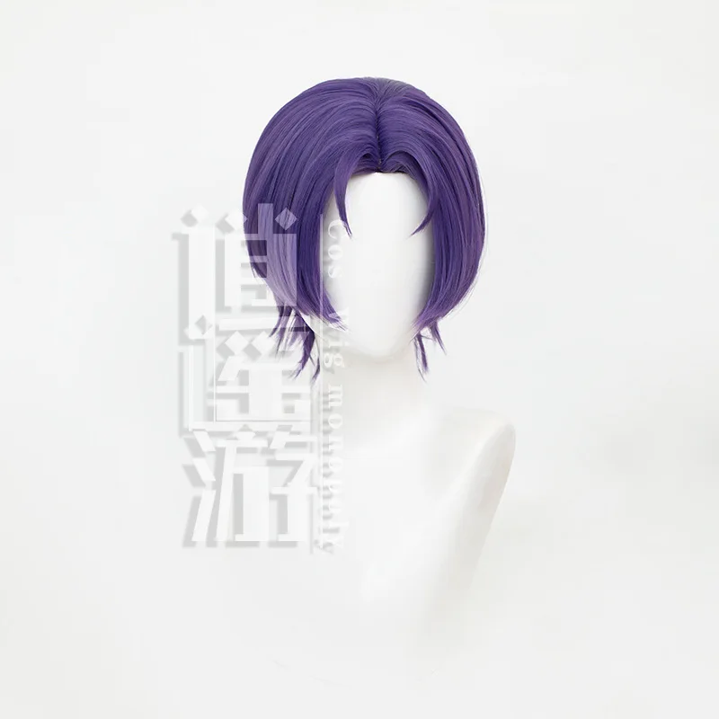 New Anime Blue Lock Reo Mikage Cos Wig 30CM Purple Short Hair Heat-resistant Synthetic Hair Halloween Party Cosplay Wigs+wig Cap