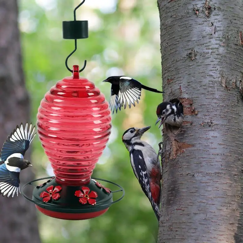 Hummingbird Water Feeder Bird Feeder For Outside Window Tree Heavy Duty Colorful Flower Feeding Ports Simple Installation For