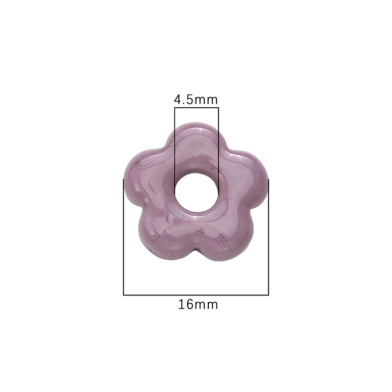 16mm1Pc/Bag Glass Flower Vintage Large Hole Bead Handmade DIY Jewelry Couple Bracelet Necklace Earring Accessories