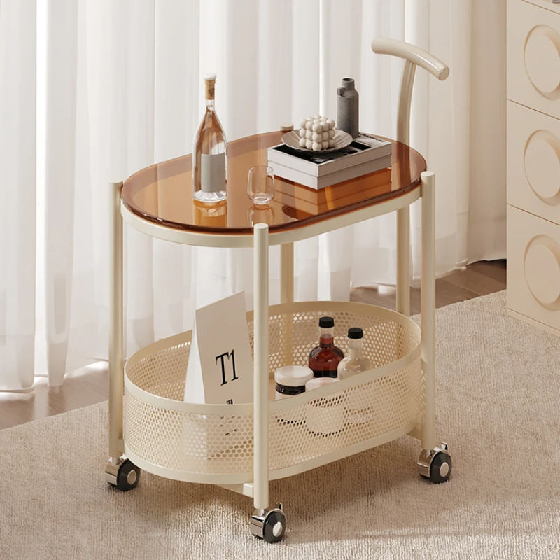 

Cream wind mobile trolley coffee table simple modern living room balcony small table bedroom sofa edge a few corners.