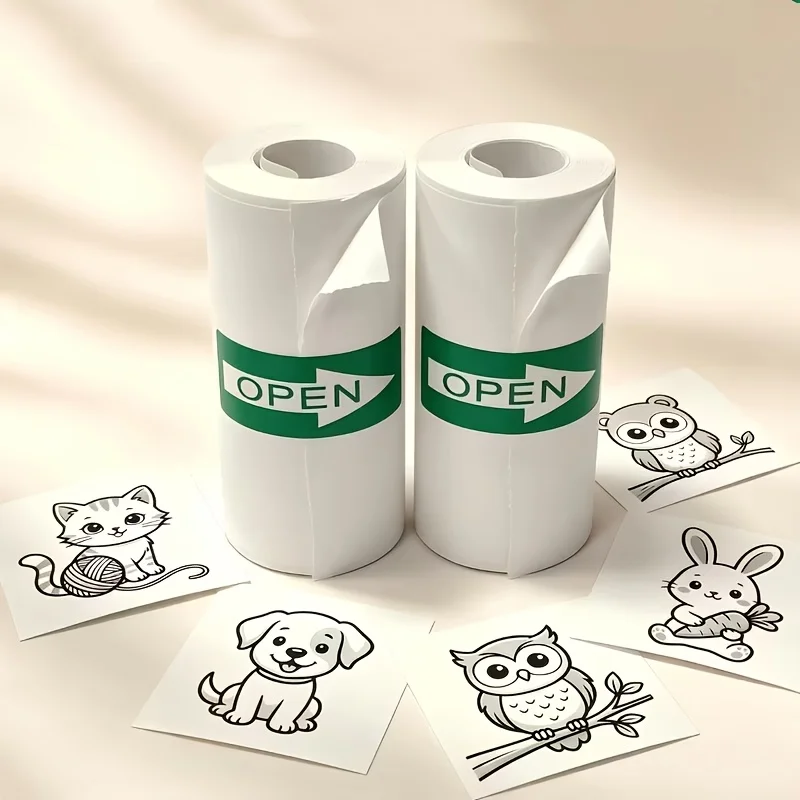 57x25mm Thermal Paper Sticker Roll Strong Adhesive Compatible for Mini Pocket Printer Photo Note Office List Tag