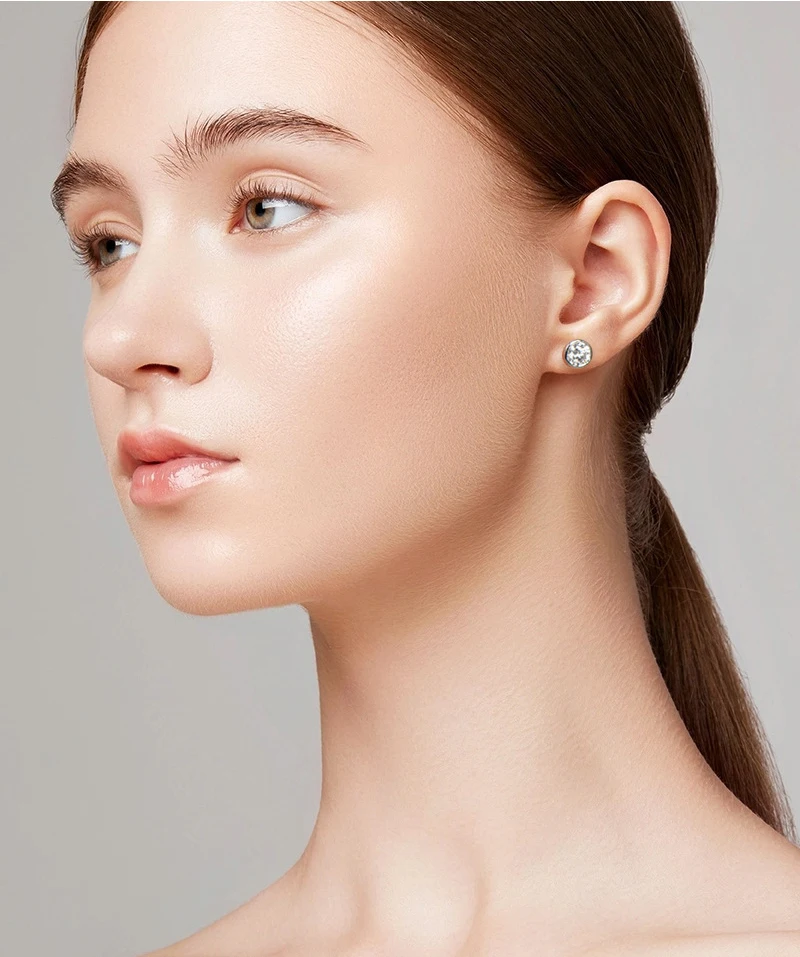 حقيقي D اللون مويسانيتي أقراط الماس 100% s925 فضة مويسانيتي الأذن مسمار لوحة 18k الذهب غرامة مجوهرات GRA