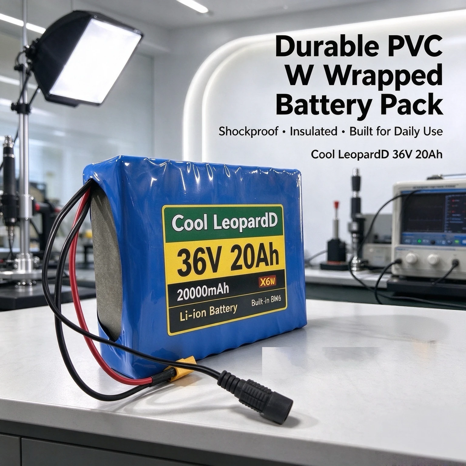 Cool LeopardD 36V 20000mAh Lithium Ion Battery Pack with BMS Protection, XT60 Discharge DC Charge Connector for E-bike Electric