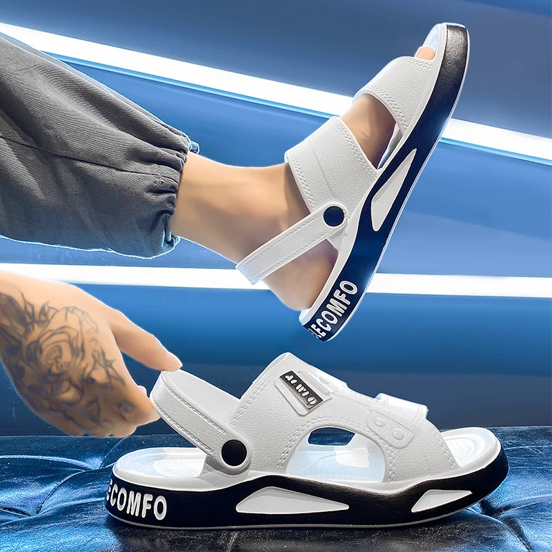 Men\'s Slippers Summer New Sandals EVA Light Adult Thick-soled Beach Shoes Non-slip Open-toe Sandals for Outdoor